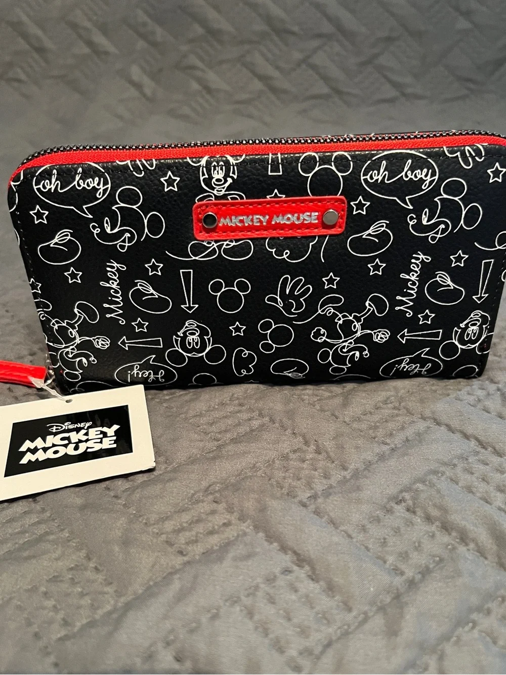 Disney Mickey Mouse Black and Red Kids Zip Wristlet Wallet